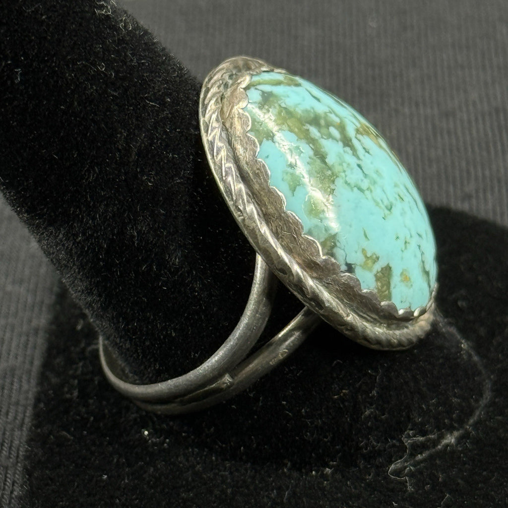 Native Large Turquoise Sterling Silver Ring Size 9.5 925