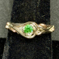 Estate 14k White Gold Ring Round Green Emerald Signed E Magee  Size 6.75 .585