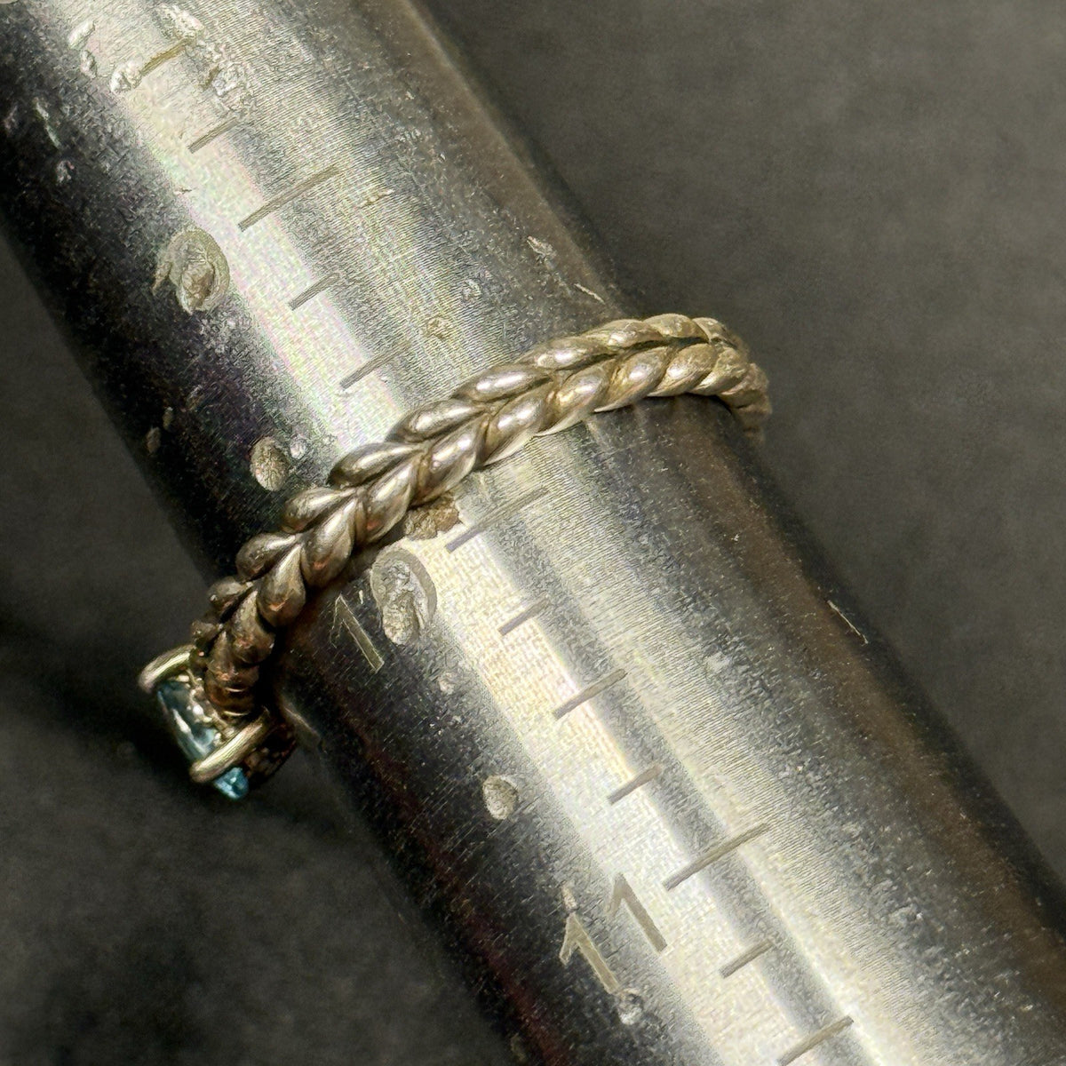 Estate Sterling Silver Ring JAI Blue Topaz  SZ 9.75 925