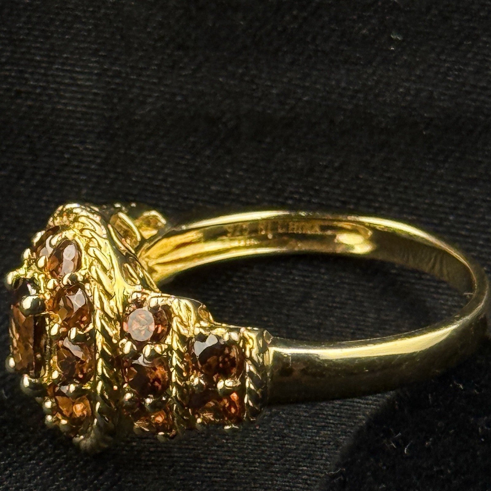 Estate Sterling Silver Ring Orange Stones Cluster Gold Vermeil 925 Size 8