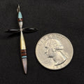Native American Sterling Silver Pendant Inlay MOP  Coral Turquoise Signed Zuni