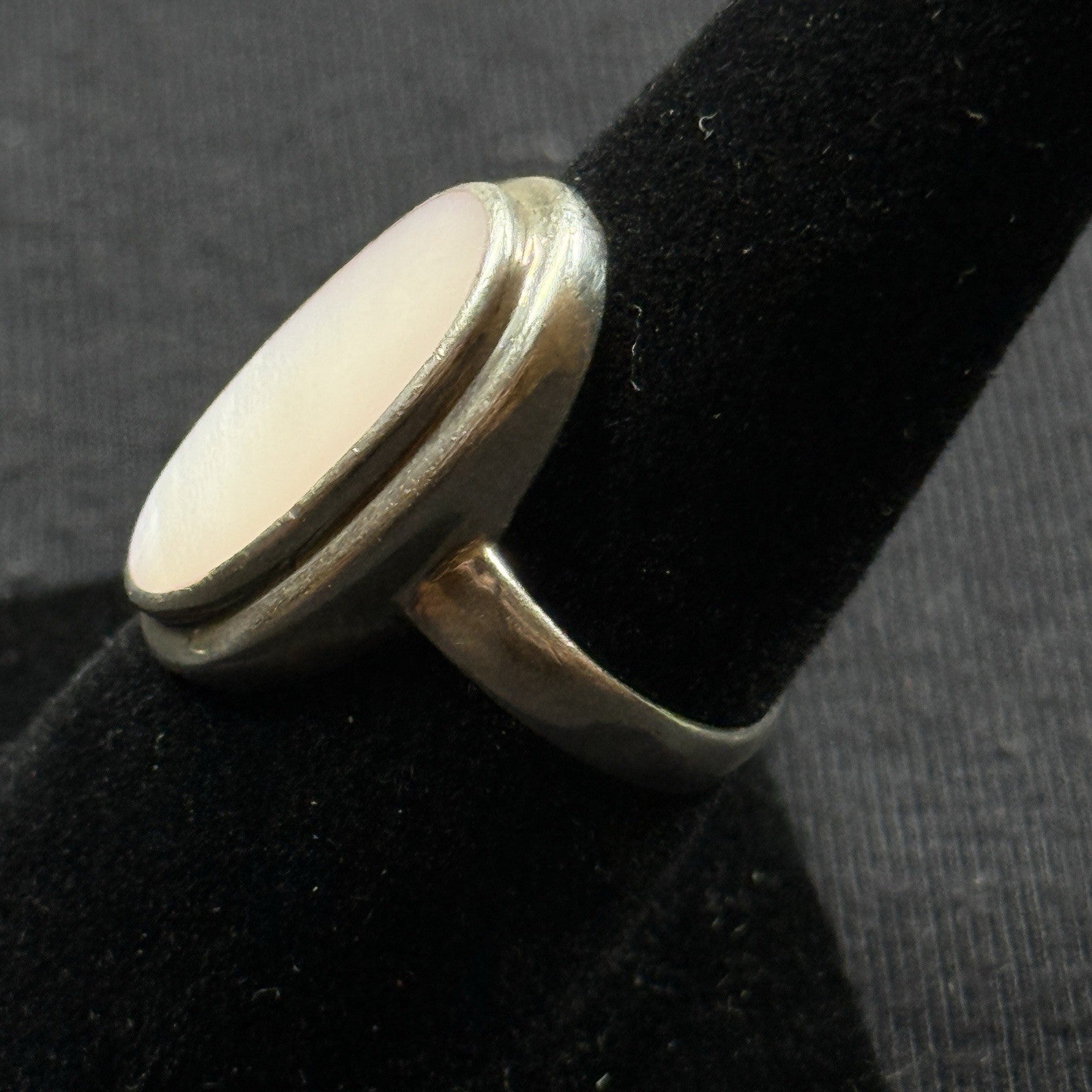 Estate Sterling Silver Ring Pink Mother Of Pearl Oval 6.75 925