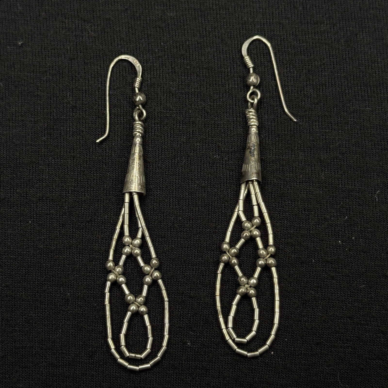 Native Estate Sterling Silver Earrings Swouthwest Liquid Basket Weave 925