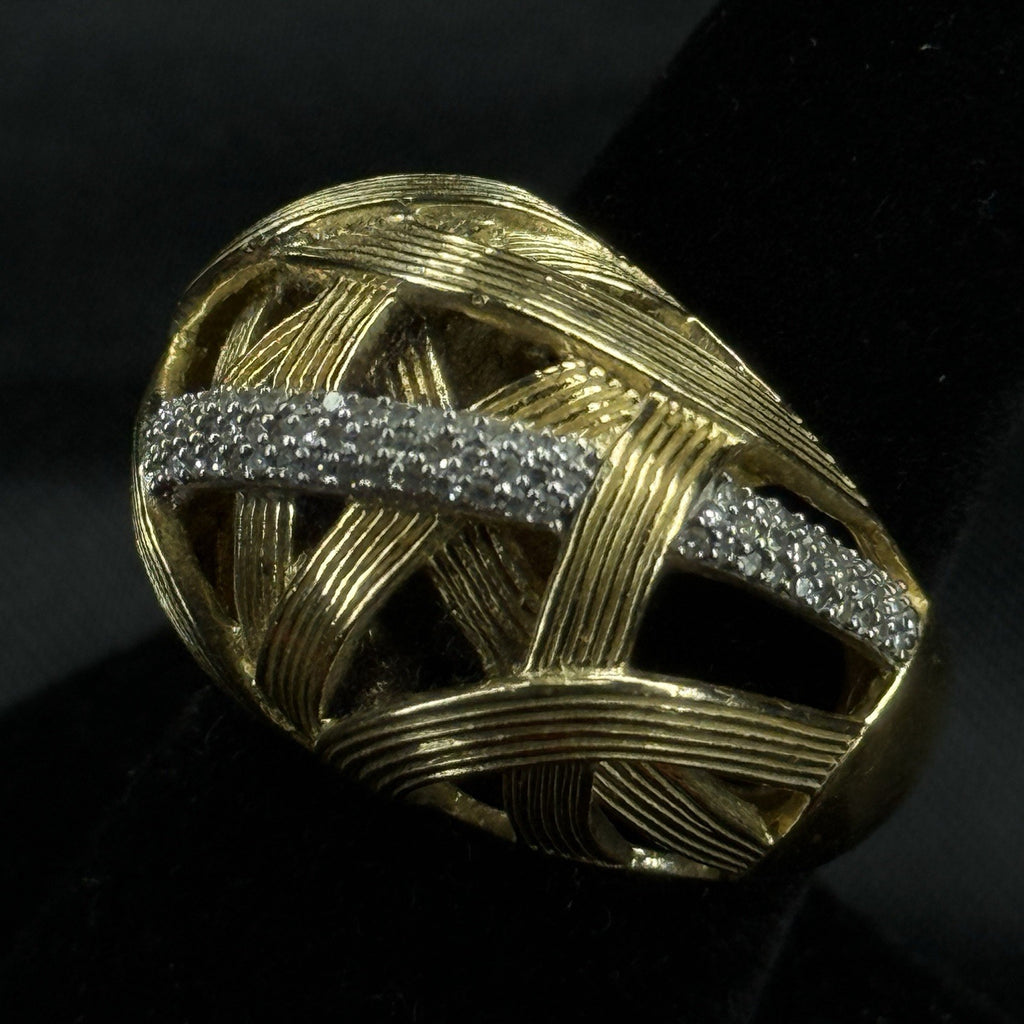 Estate Sterling Silver Ring Stephen Dweck Diamonds Gold Vermeil Size 7 925