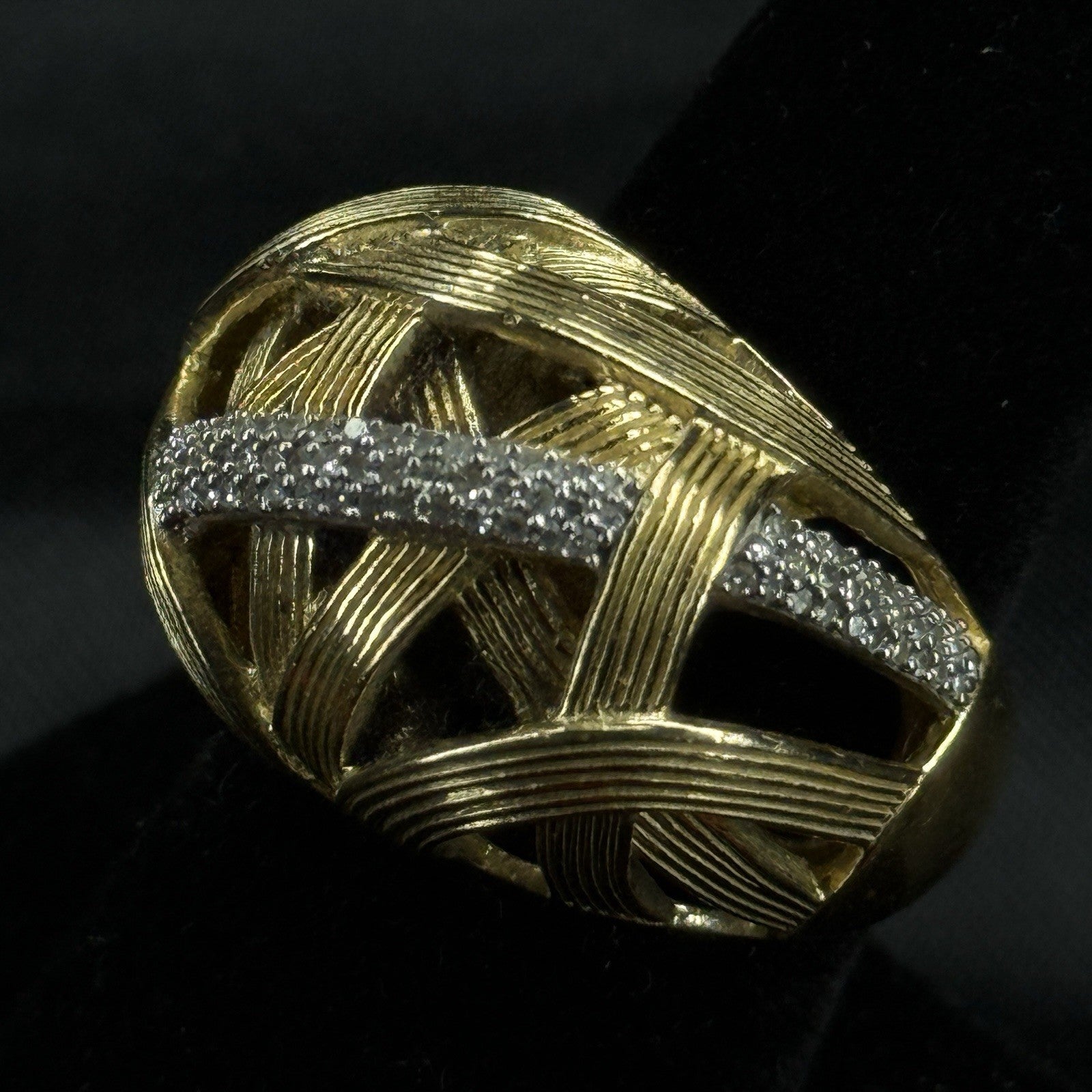 Estate Sterling Silver Ring Stephen Dweck Diamonds Gold Vermeil Size 7 925