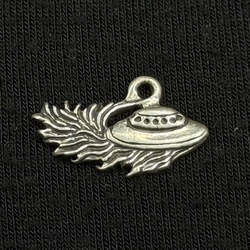 Vintage Sterling Silver Flying Saucer UFO Pendant Charm 925 C$