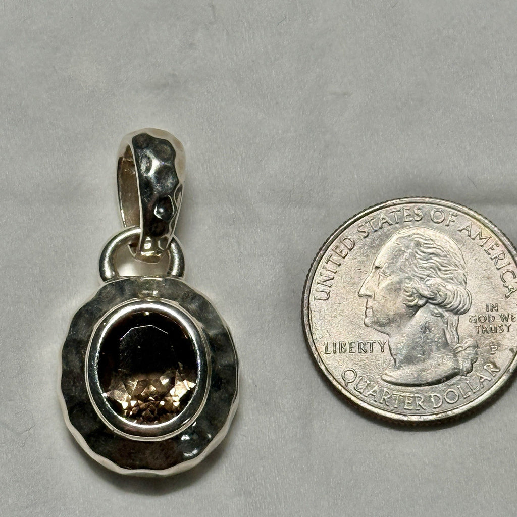 VINTAGE STERLING SILVER SMOKY QUARTZ MILOR ITALY Pendant