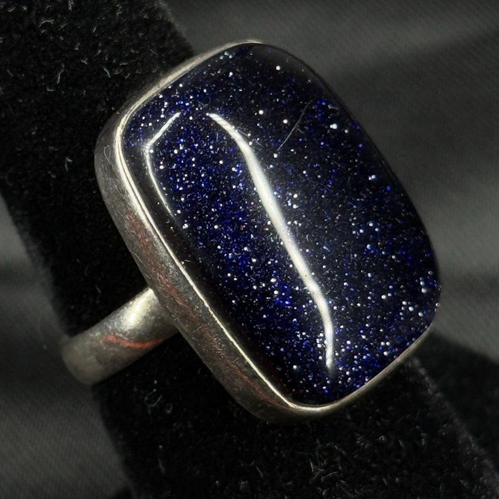 Estate Sterling Silver Ring Blue Sand Stone Size 5 925