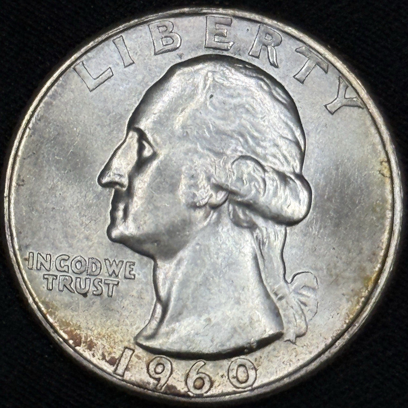 1960-D Washington Quarter Silver Uncirculated Nice Toned Reverse Gem Luster