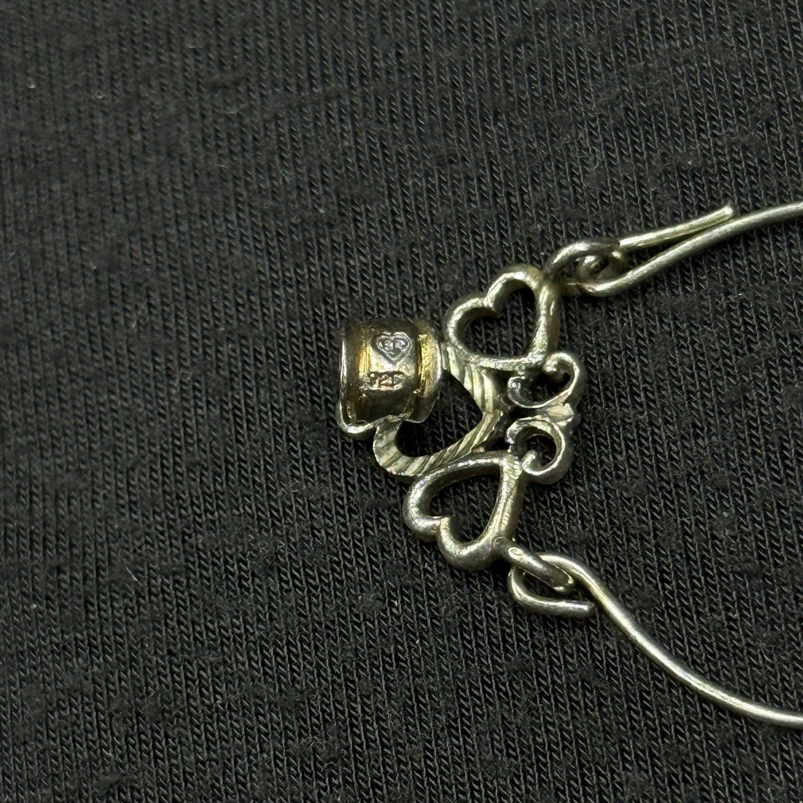 Estate Sterling Silver 925 Charm Holder Hoop Pendant