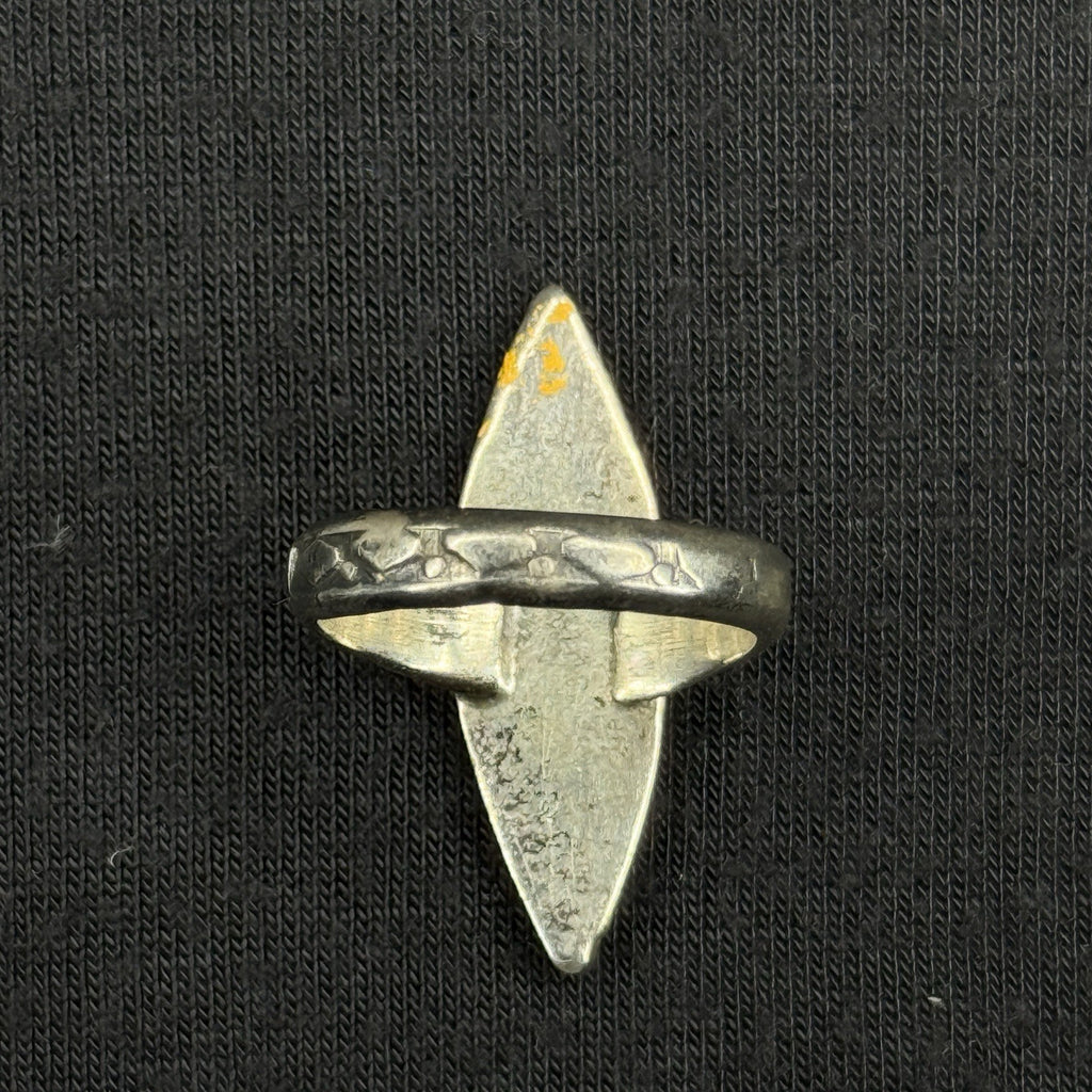 Native  Turquoise Coral Crushed Inlay Sterling Silver Ring Size 4.5 925