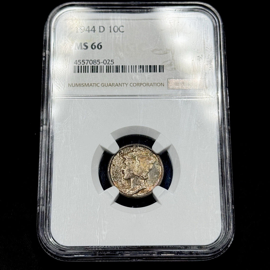 1944-D Mercury Dime NGC MS66 Rainbow Toned Gem BU