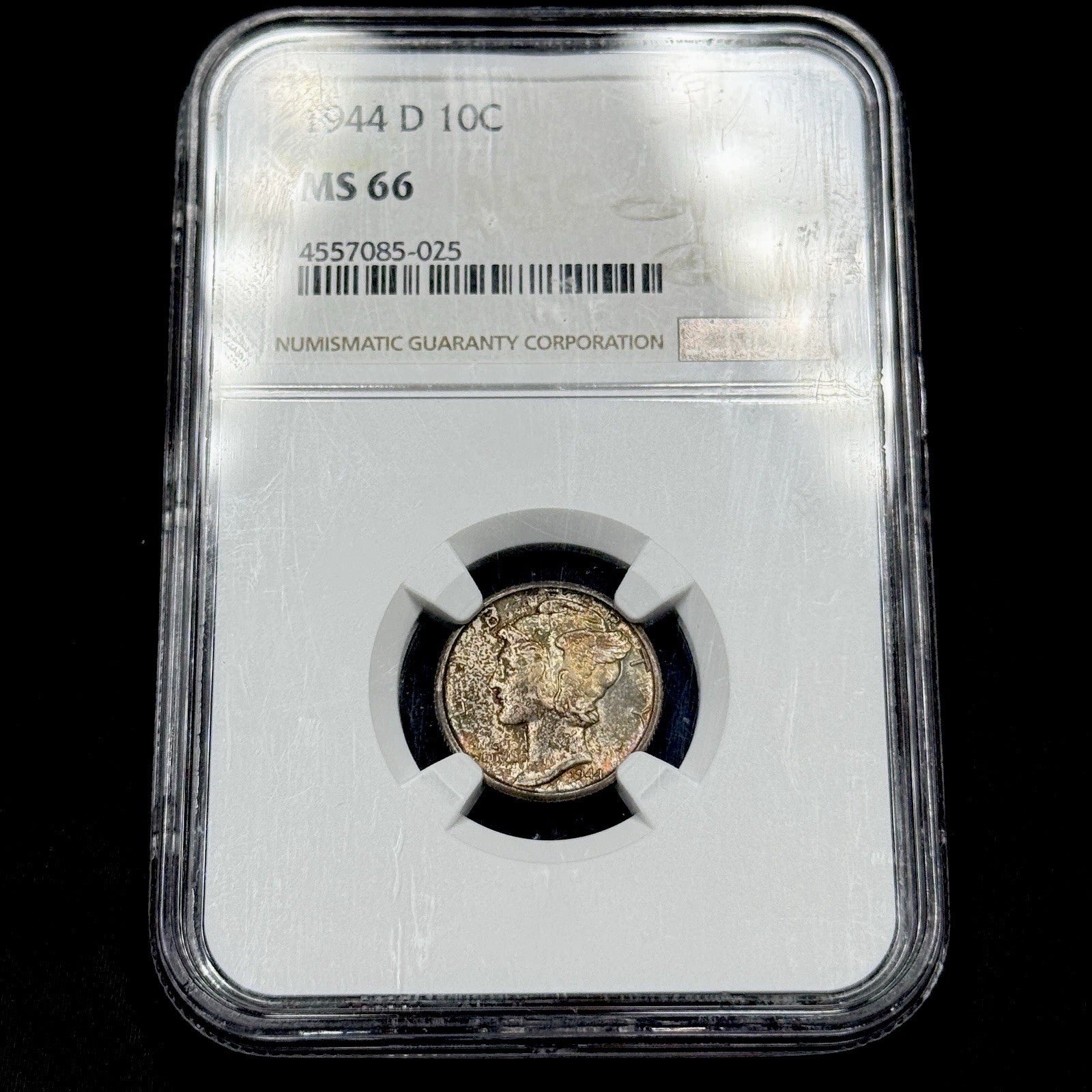 1944-D Mercury Dime NGC MS66 Rainbow Toned Gem BU