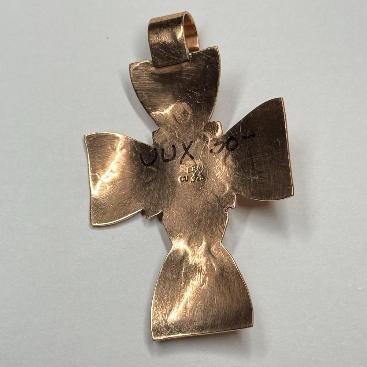 Running Bear Copper Variscite Cross Pendant Stamped RB 925 Native