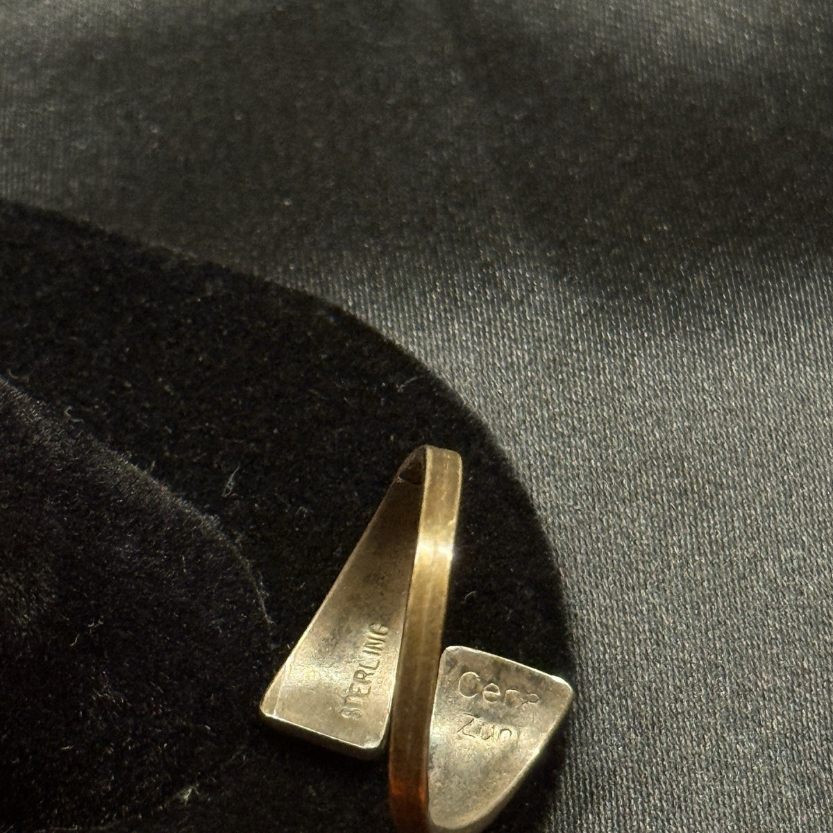 Native American Sterling Silver Ring Inlay Zuni Signed Cene Woobthee Sz 8