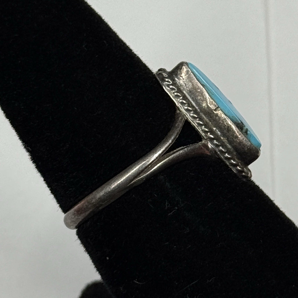 Native American Style Sterling Silver Ring Turquoise 925 Size 6.5 Unsigned