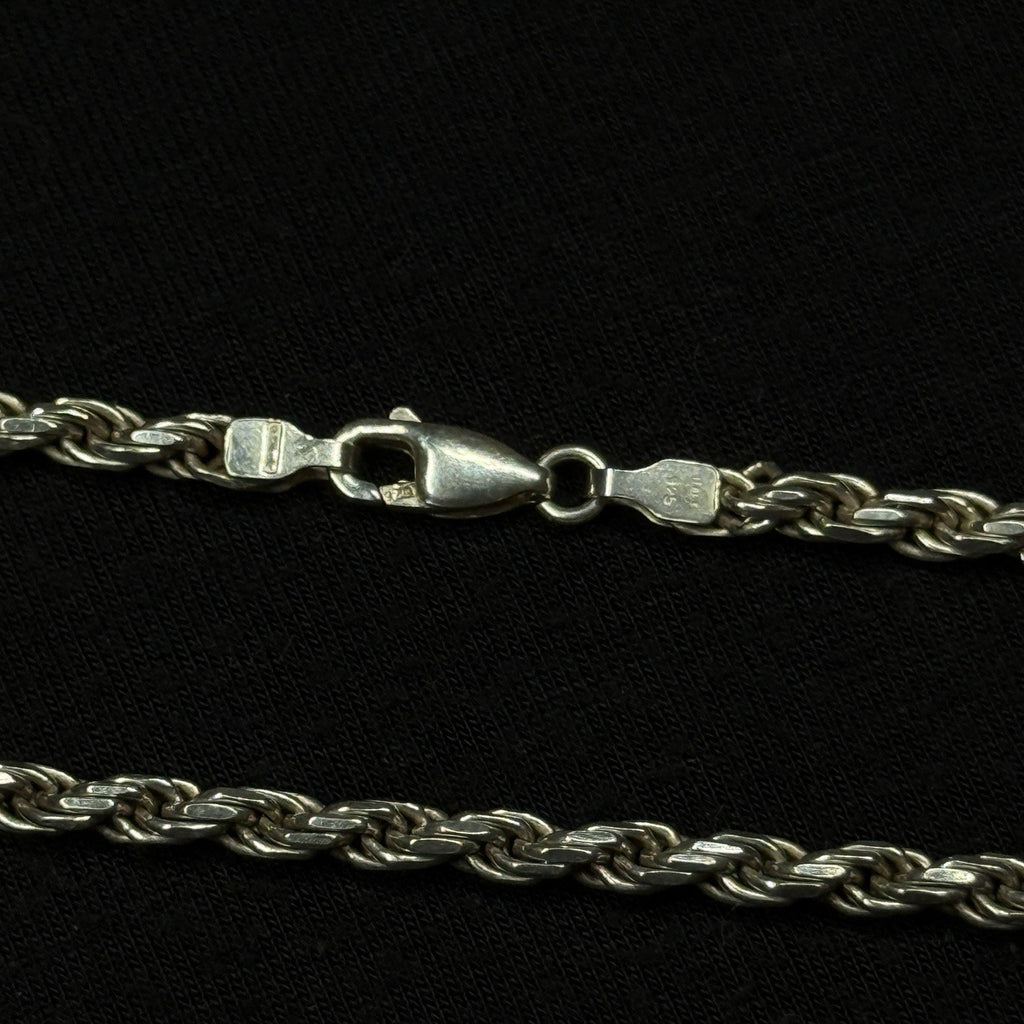 Estate Sterling Silver Rope Necklace Chain Vintage  925 26.5 Grams 23IN