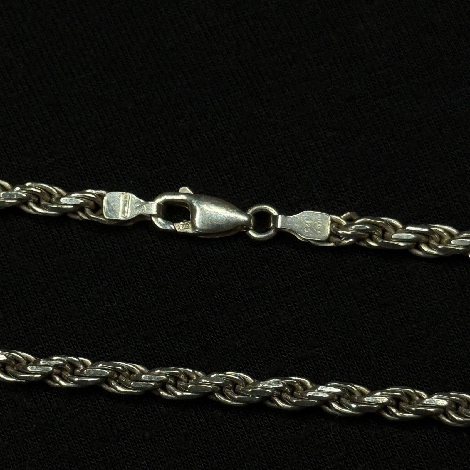 Estate Sterling Silver Rope Necklace Chain Vintage  925 26.5 Grams 23IN
