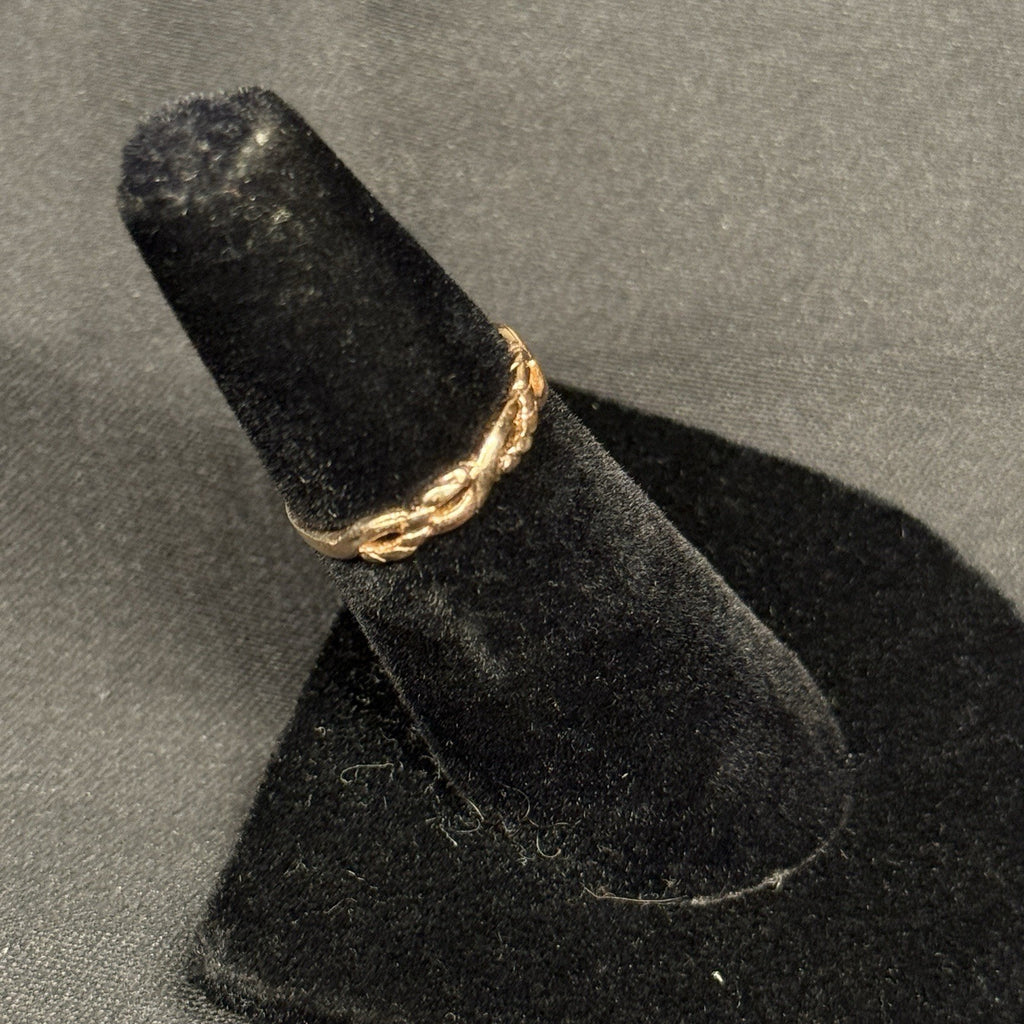 Estate Sterling Silver Rose Gold Ring Twist Band Size 4.5 925 Small