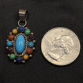 Native American Sterling Silver Pendant Turquoise Multi Stone Signed SRY GP