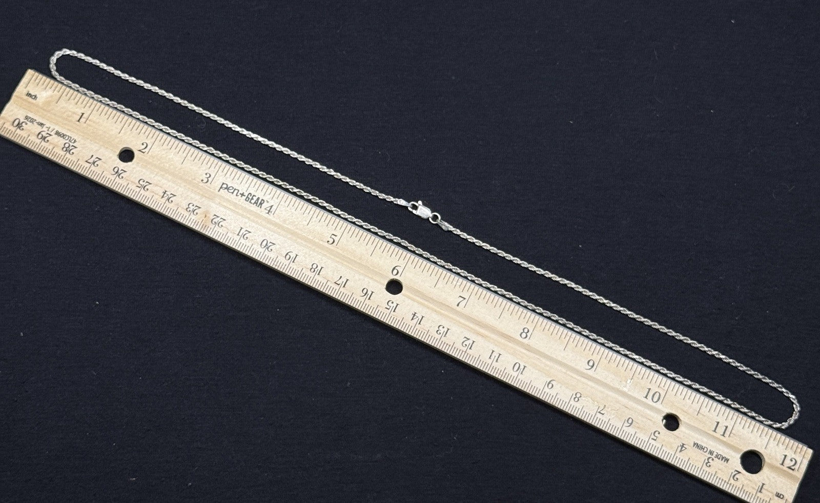 Estate Sterling Silver Rope Necklace Chain Vintage 925 7.2 Grams 23.5IN