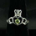 Estate Sterling Silver Ring Claddagh Peridot Size 6.5  925
