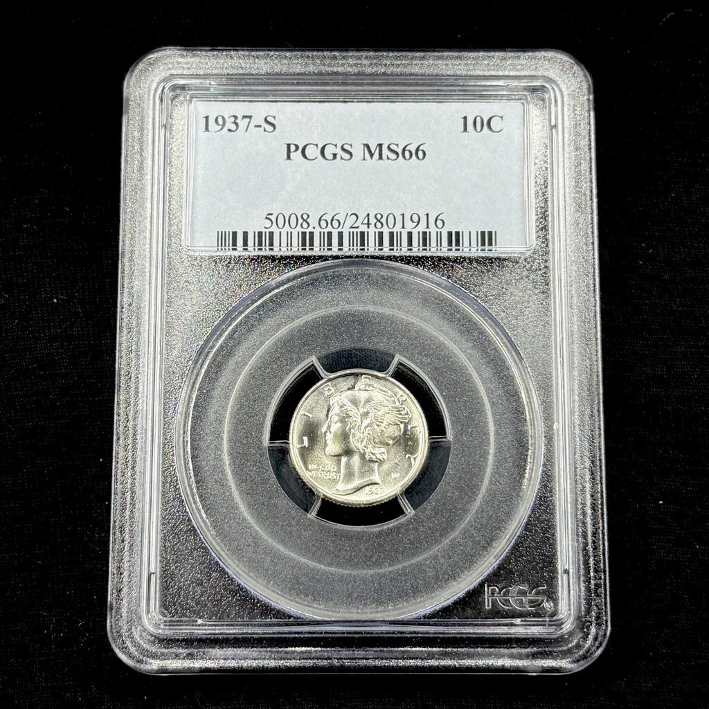 1937-S Mercury Dime Silver PCGS MS66 Blast White Gem Luster