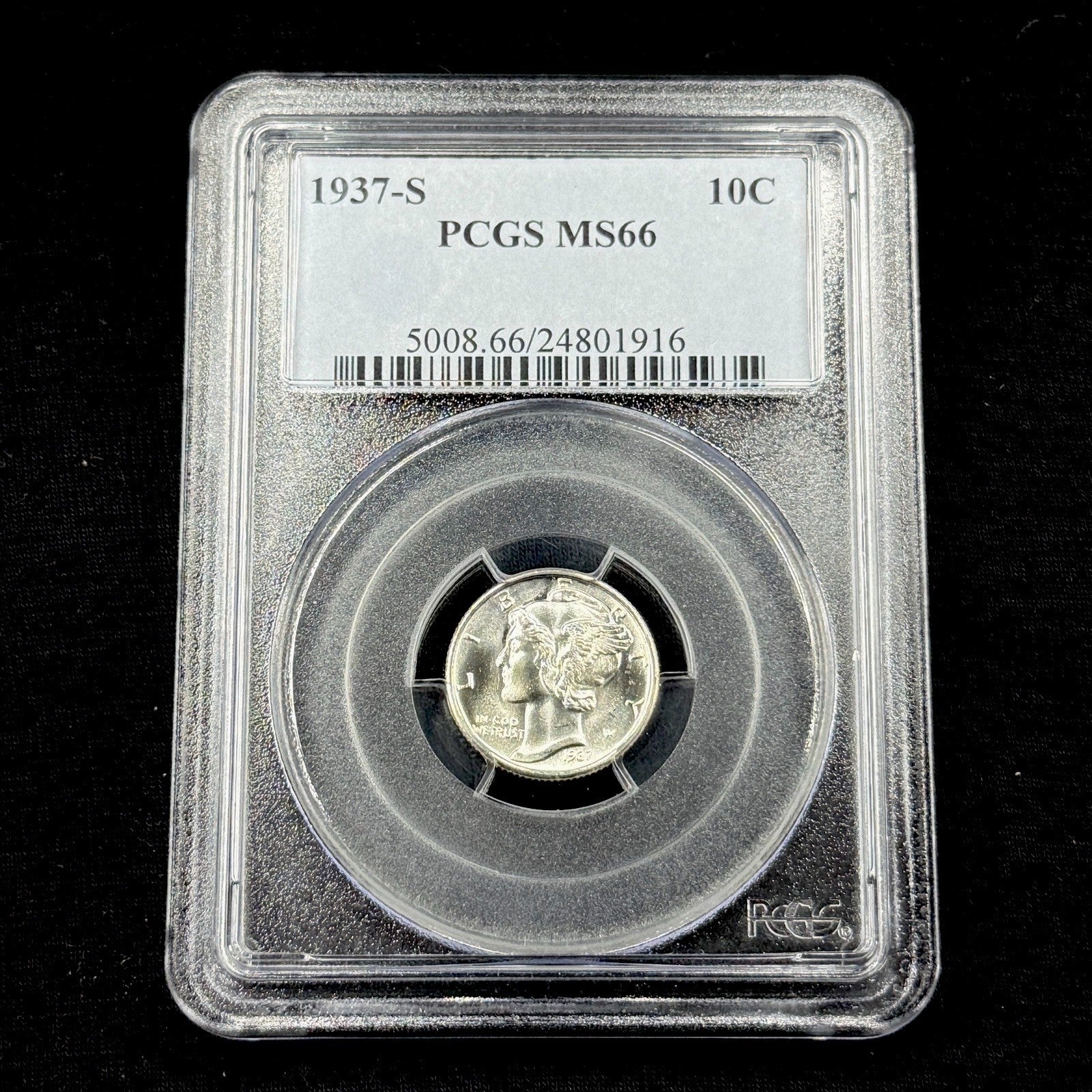 1937-S Mercury Dime Silver PCGS MS66 Blast White Gem Luster