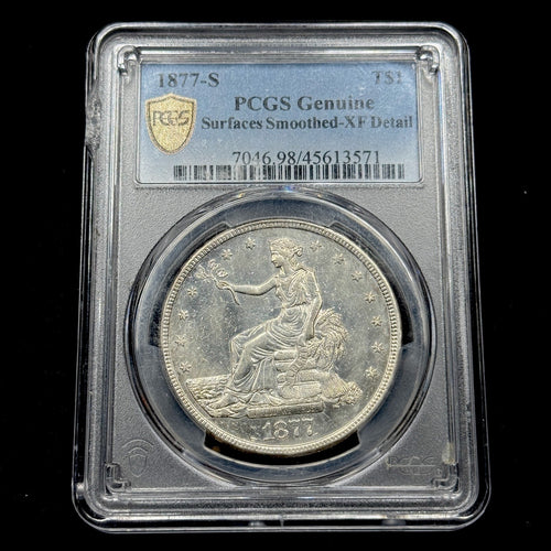 1877-S Trade Dollar $1 PCGS XF Details Gem Eye Appeal Silver Dollar