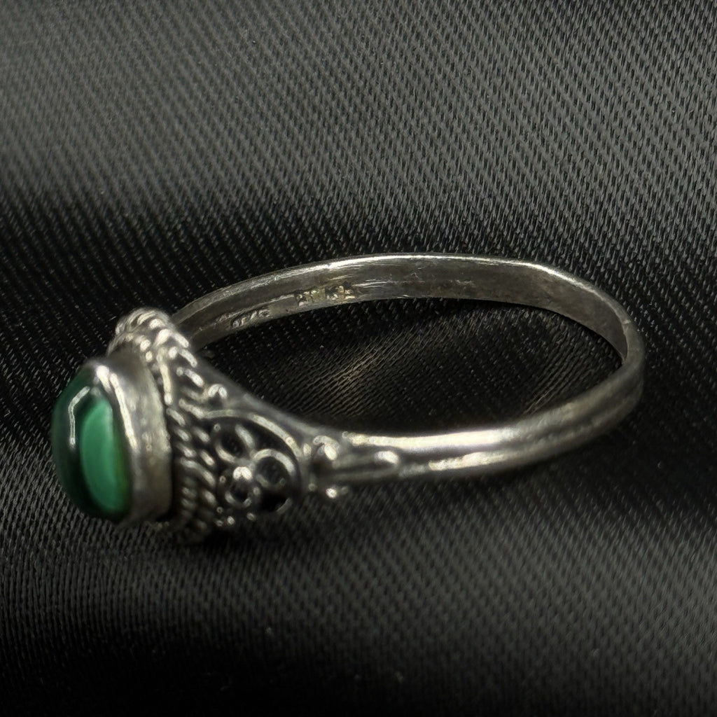 Estate Sterling Silver Ring Green Malachite Size 8 925