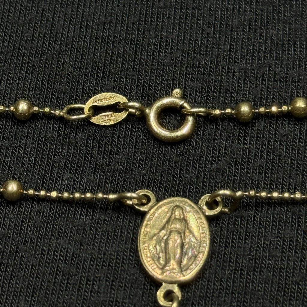 Estate Sterling Silver Rosary Cross Necklace Gold Vermeil 925 Danecraft 18IN
