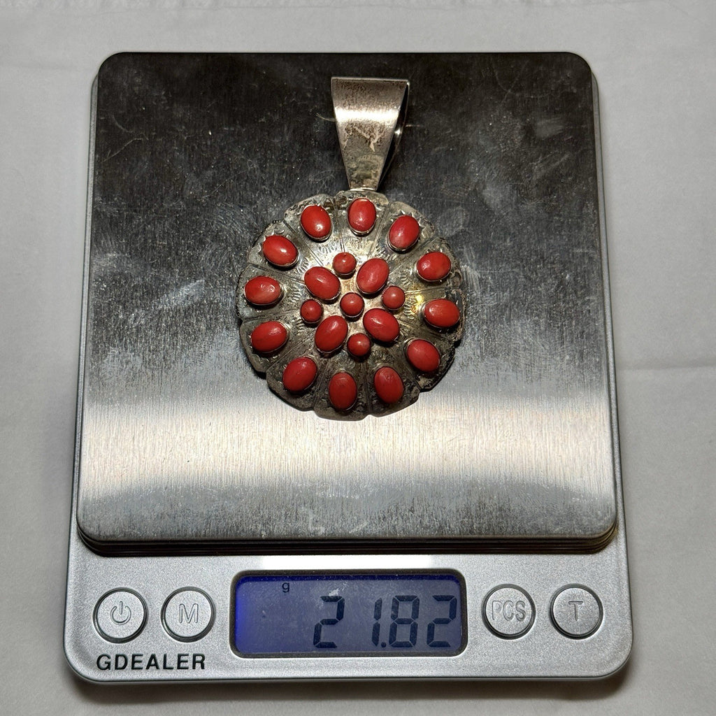 Desert Rose Trading Jay King Sterling Rosette Pendant w Coral Cabochons