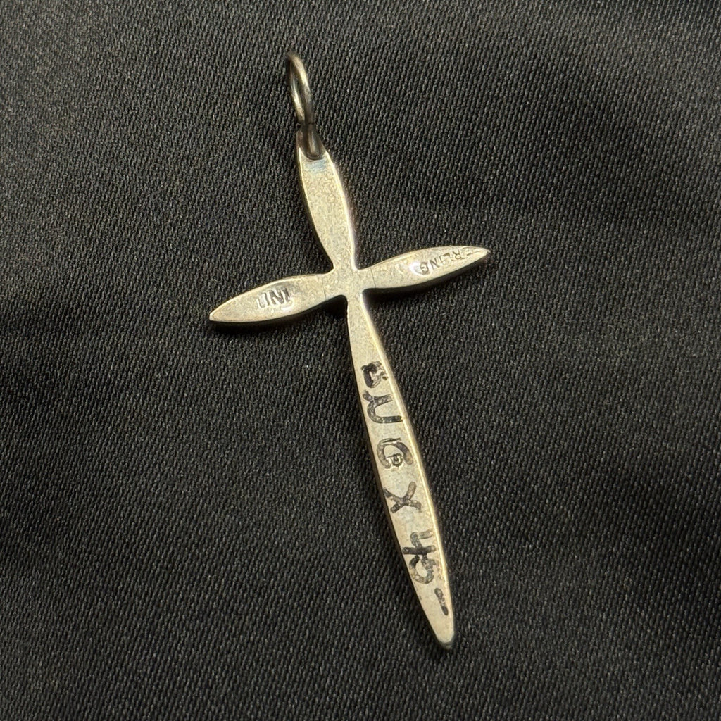 Native American Sterling Silver Pendant Inlay MOP  Coral Turquoise Signed Zuni