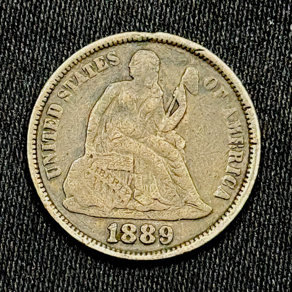 1889 Seated Liberty Dime Love Token Mother Engraved Silver 10c Nice Piece