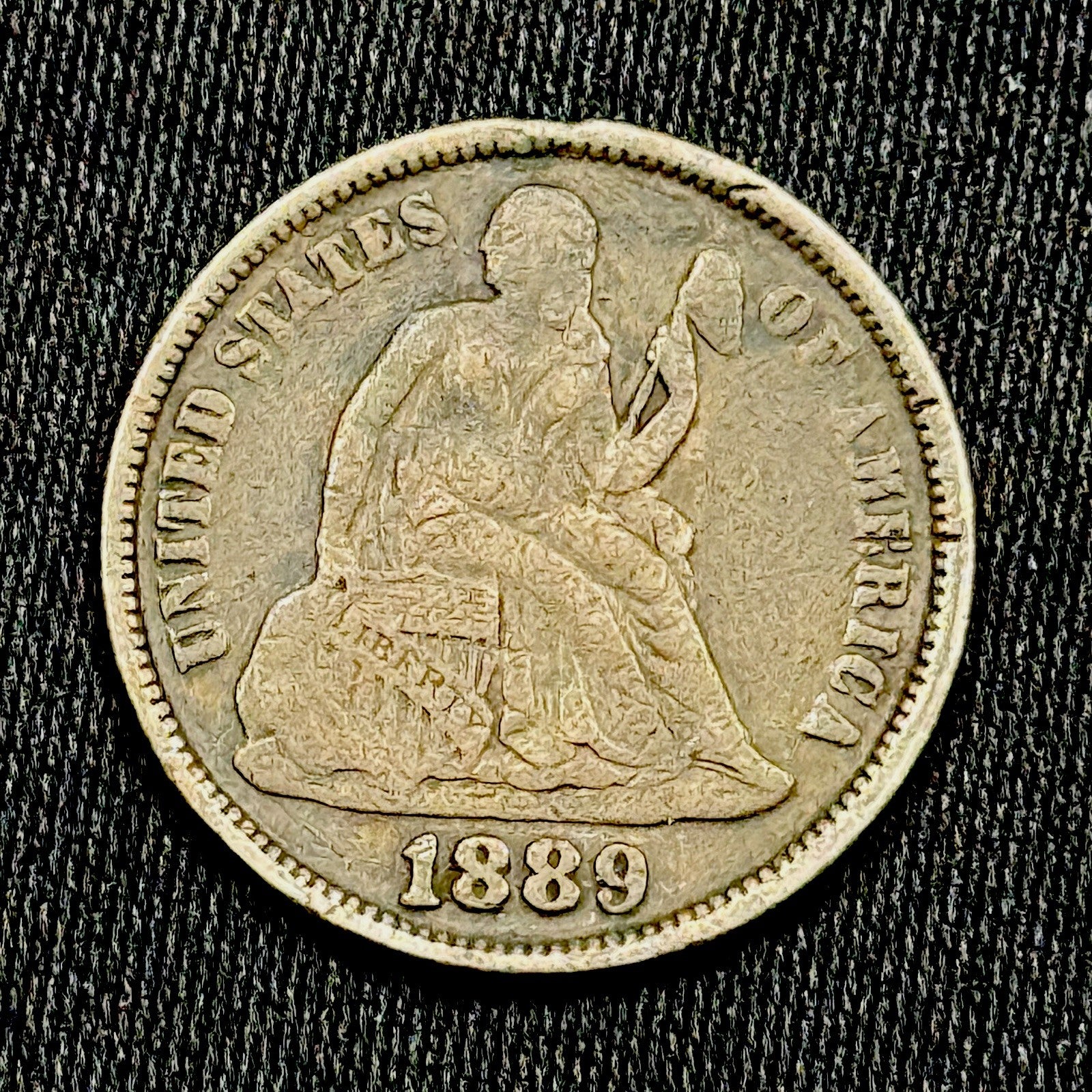 1889 Seated Liberty Dime Love Token Mother Engraved Silver 10c Nice Piece