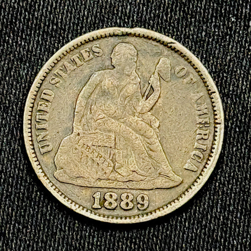 1889 Seated Liberty Dime Love Token Mother Engraved Silver 10c Nice Piece