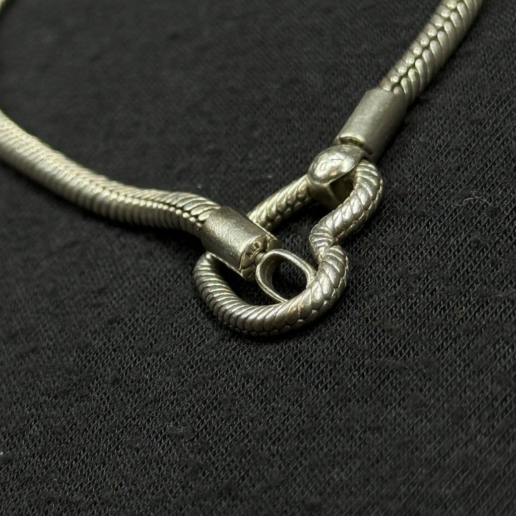 Estate Pandora Heart Closure Snake Chain Sterling Silver Bracelet 925 ALE 7.5 IN