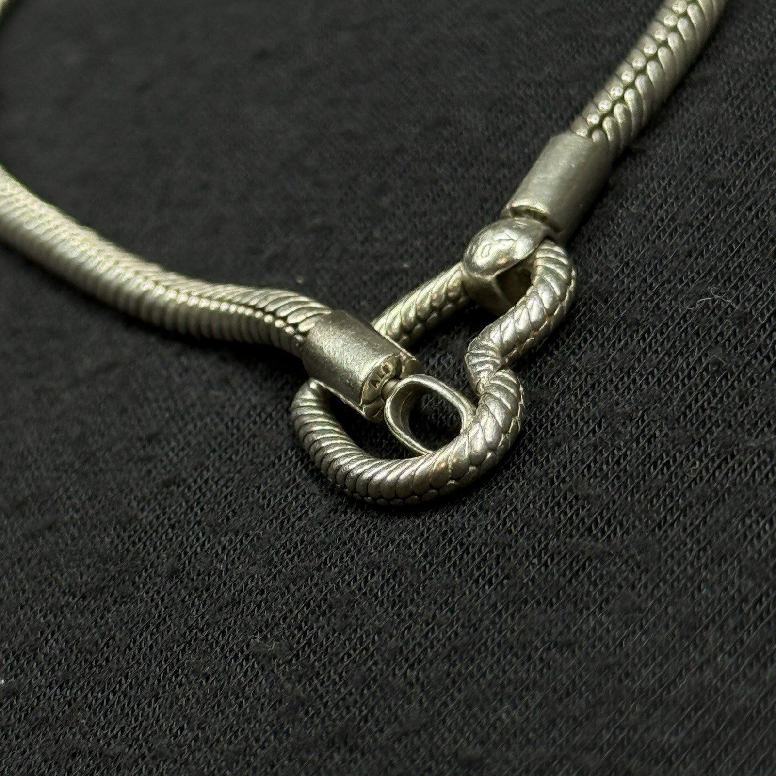 Estate Pandora Heart Closure Snake Chain Sterling Silver Bracelet 925 ALE 7.5 IN