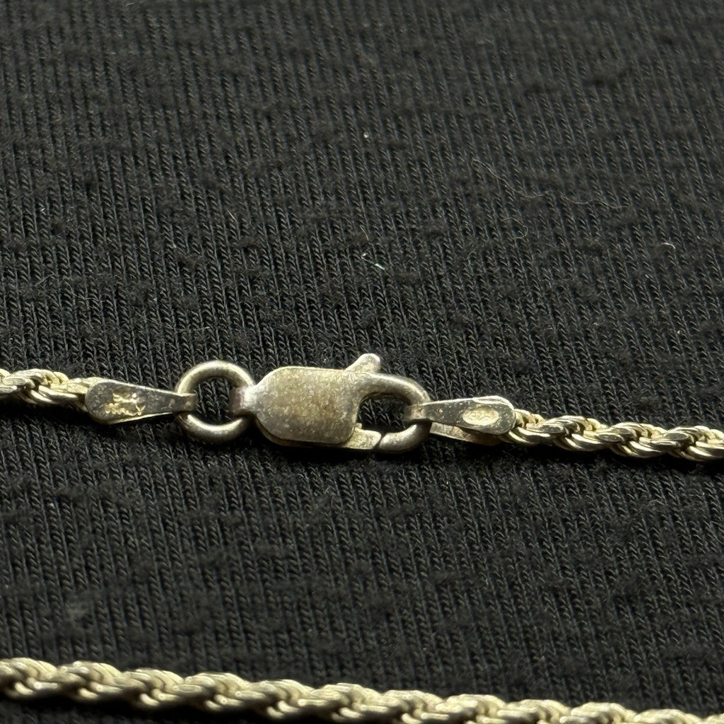 Estate Sterling Silver Rope Necklace Chain Vintage 925 7.2 Grams 23.5IN