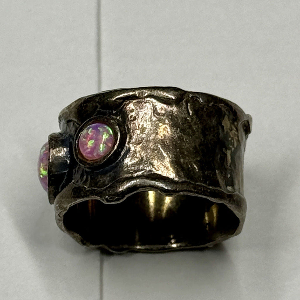 Estate Sterling Silver Pink Opal Ring 925 SIZE 7 Stamped SIL