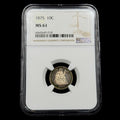 1875 10c Seated Liberty Silver Dime NGC MS61  Toned ProofLike Obverse Attractive