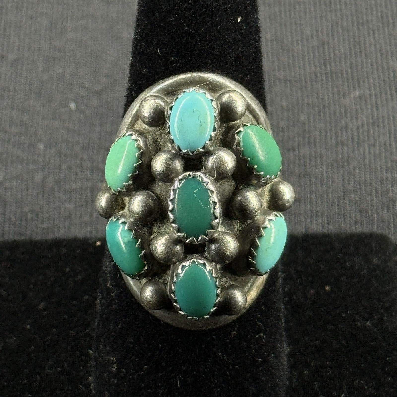 Native Turquoise Sterling Silver Ring Size 6.5 925 J ROYBAL