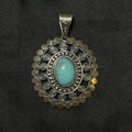 Sterling Silver Conch Turquoise Large Pendant Mexico ATI Signed