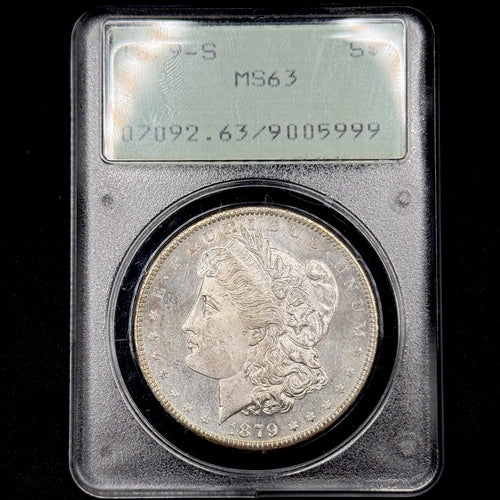 1879-S Morgan Silver Dollar PCGS MS63 Rattler Old Green Holder Reverse Toned