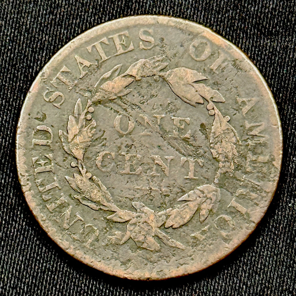1819 Large Cent Early US Penny Reverse Damage Full Date 1800s Coin