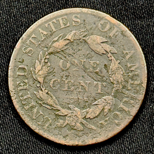 1819 Large Cent Early US Penny Reverse Damage Full Date 1800s Coin