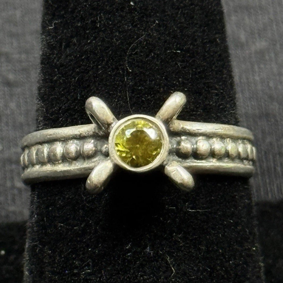 Estate Sterling Silver Pandora Peridot Ring Size 8 925 ALE