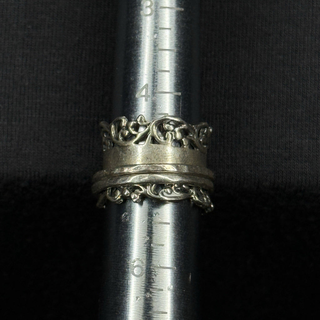 Estate Sterling Silver Ring Israel Spinner Worry Ring Thick Band Size 5 925