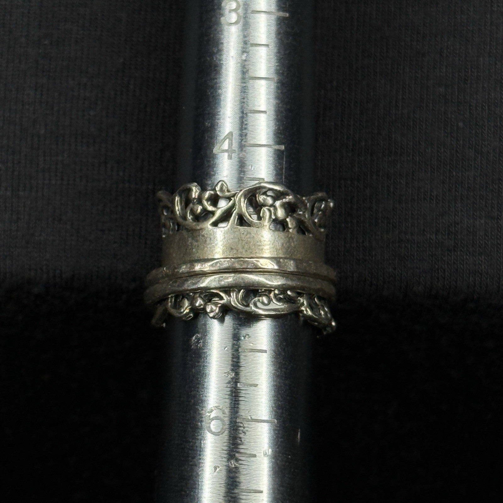 Estate Sterling Silver Ring Israel Spinner Worry Ring Thick Band Size 5 925