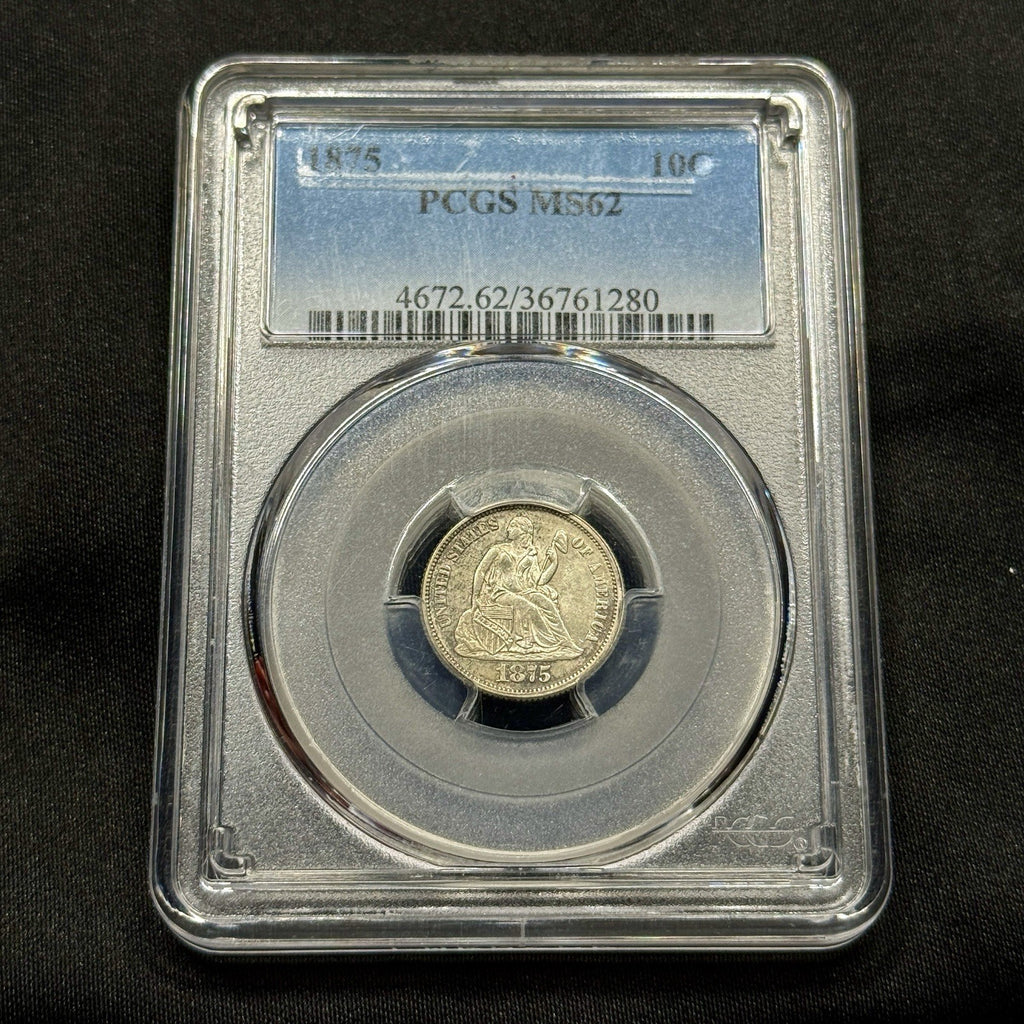 1875 Seated Liberty Silver Dime PCGS MS62 Original Luster